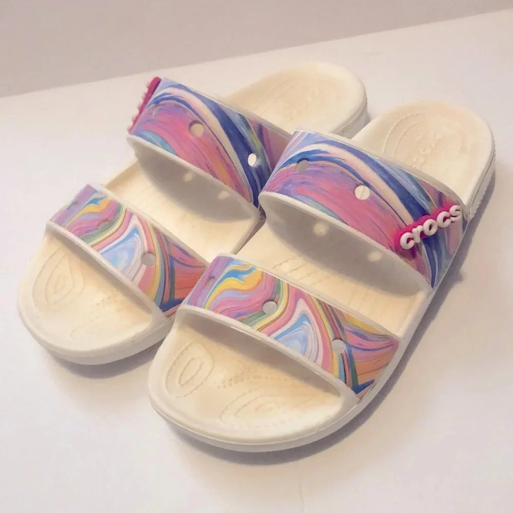 Crocs Classic Out of this World Slide Swirl Pattern Sandals - Picture 5 of 9
